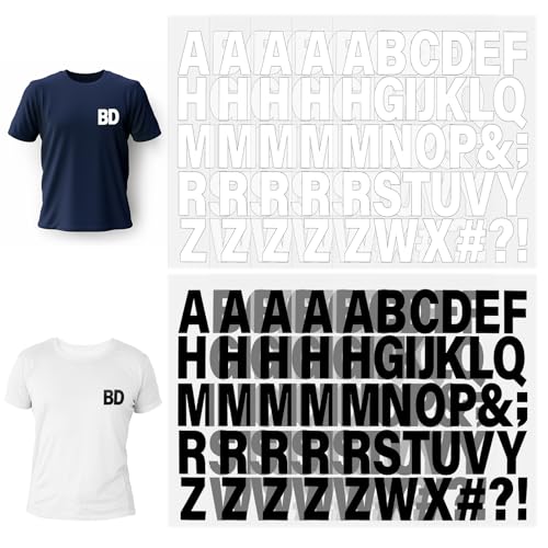 10 Blätter Buchstaben Aufbügeln Wasserdicht Bügel Patches, Buchstaben zum Aufbügeln, 4cm Wasserdicht A-Z Bügelbuchstaben für Textilien für Textilien DIY T-Shirt Kleidung Uniform(Schwarz&Weiß) von Sliverdew