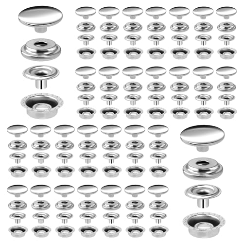 120 Stück Druckknopf Metall, 15mm Canvas Snap Button Druckknopf Edelstahl, Edelstahl-Druckknopf-Set, Button Edelstahl Presse, Metall Druckknopf Set für Bootstasche Leder DIY Craft von Sliverdew