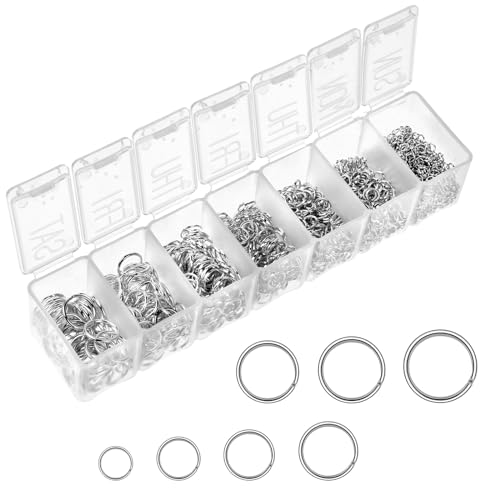 1370 Stück Schmuckherstellung Ringe Silber Offnen Biegeringe Schmuck Reparatur Ringe Metall Offene Ringe für Ohrring Armband Halskette Anhänger Schmuck DIY 3mm 4mm 5mm 6mm 8mm 9mm 10mm von Sliverdew