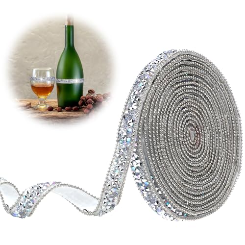 1 Rollen 3 Yard Kristall Strassband Rolle Selbstklebende Kristall Strass Diamant Band DIY Strassbänder Kristall Perlen Streifen Diamant Band für DIY Hochzeit Geburtstag Party Handwerk Telefon Geschenk von Sliverdew