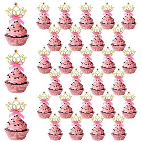 30 Stück Kronen Cupcake Topper Mit Goldenem Glitzer Biene Kuchen Topper Cupcake Goldene Krone Kuchen Topper für Geburtstag Party Hochzeit Baby Shower Jahrestag Party Deko (Krone) von Sliverdew