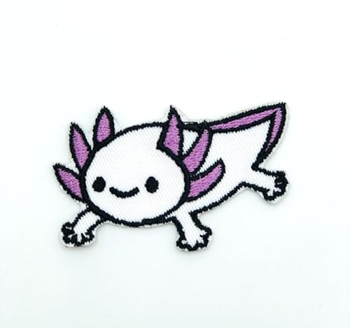 Axolotl bestickter Aufnäher zum Aufbügeln von Slow Vibes Patch Store