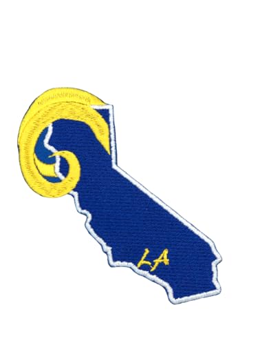 California Ram Horns Patch LA Football Team bestickt zum Aufbügeln, Schwarz von Slow Vibes Patch Store