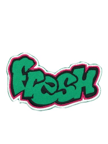 Fresh Patch 90er Jahre Graffiti Patch zum Aufbügeln / Aufnähen, 7,6 cm – bestickter Aufnäher, schwarz von Slow Vibes Patch Store