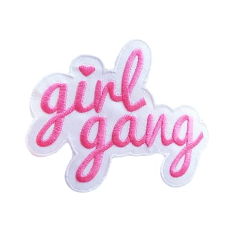 Aufnäher zum Aufbügeln, Motiv: Girl Gang, Rosa von Slow Vibes Patch Store