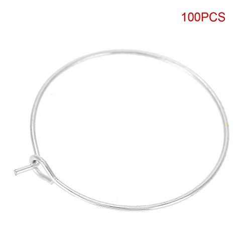 100 Pcs Earring Hoops for Jewelry Making, Stainless Steel Hoop Earring Pin,Wine Glass Charm Rings Earring for DIY Jewelry Marking Party Wedding Festivals Decor (Silver 30 * 25MM) von Sluffs
