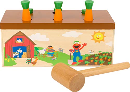 Small Foot 10972 Sesamstrasse Hämmerchenspiel aus Holz, 100% FSC-Zertifiziert, ab 18 Monate, Klopfbank inkl Hämmern Elmo Spielzeug, Mehrfarbig, S von Small Foot