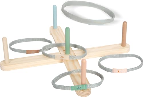 small foot Ringwurfspiel „Garden Buddies“ aus Holz, Spielset mit niedlichen Tiermotiven, 5 Zielstäbe und Wurfringe, für Kinder ab 3 Jahren, 12647 von Small Foot