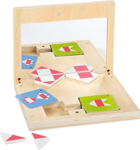 small foot Symmetriespiel mit Spiegel „Educate“ aus Holz, Legespiel in Holzbox mit Magnetverschluss, ab 5 Jahren, 12463, Large von Small Foot