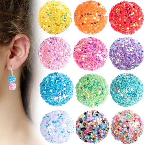 SmallCat 12 x Strassperlen für Stifte, bunte Fokusperlen für Perlenstifte, 16 mm Zucker, Kaugummi-Abstandshalter, glitzernde Kugelperlen für Perlenstifte, Schlüsselanhänger, Schmuckherstellung von SmallCat