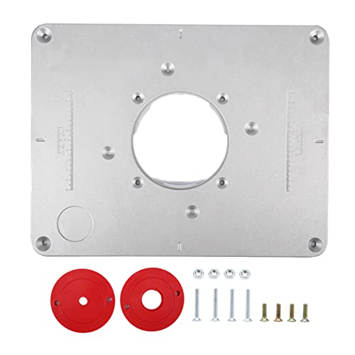 Router Platte Aluminium Router Tabelle Insert Plate Router Tischeinsatz Platte DIY Fräser Tischplatte mit Einsteckring für Holzbearbeitung Bänke, 11,81 x 9,25 x 0,37 Inch (Silber) von Pssopp