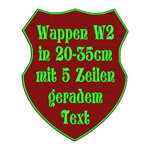 Smart Aufnäher in Wappenform W2 mit Wunschtext - verschiedene Größen (35x28cm) - personalisiert von Smart