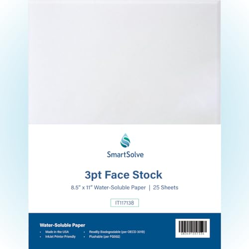 SmartSolve 3 pt. Wasserlösliches Papier | löst sich schnell in Wasser | biologisch abbaubar | umweltfreundlich | druckerkompatibel | Basteln, Zeichnen, Notizen | Briefgröße, 21,6 x 27,9 cm | Packung von SmartSolve