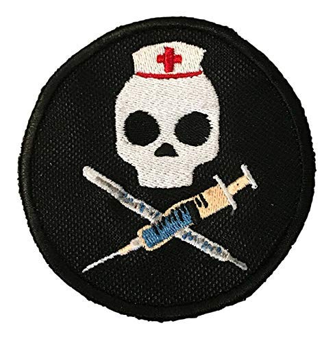 Smartbadge® Aufnäher / Bügelbild, Motiv: Totenkopf, für Krankenschwestern, bestickt von Smartbadge