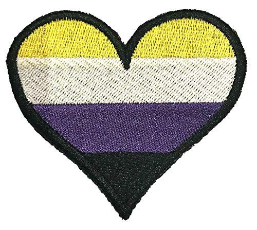 Smartbadge® Aufnäher / Bügelbild mit Aufschrift "Non Binary Heart LGBTQ", bestickt von Smartbadge