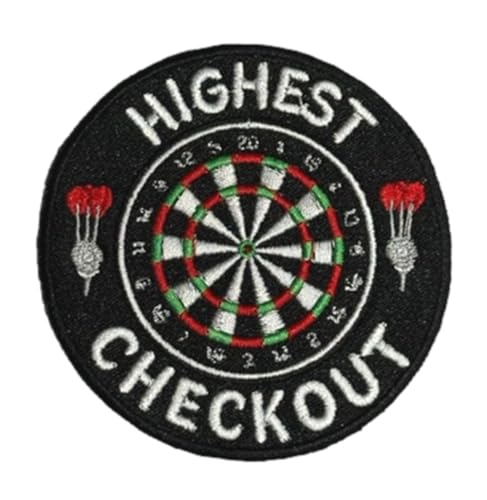 Smartbadge® Aufnäher mit Aufschrift "Highest Checkout Darts", vollständig bestickt, zum Aufnähen oder Aufbügeln (A) von Smartbadge