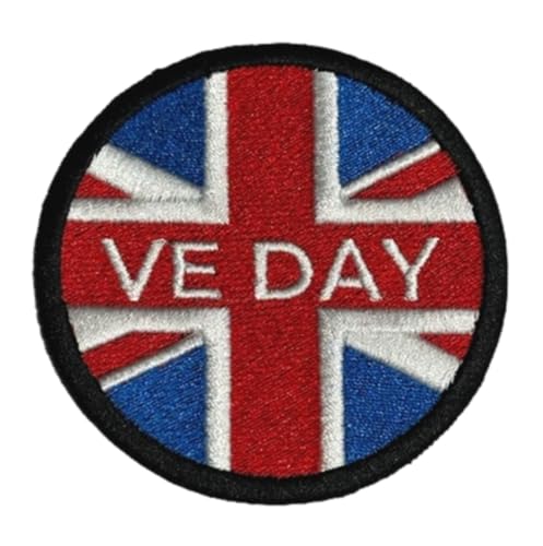 Smartbadge® Aufnäher zum Aufnähen/Aufbügeln, Motiv: VE Day 80th Anniversary 1944–2025, Union Jack, bestickt (A) von Smartbadge