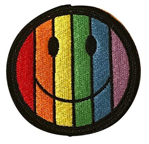 Smartbadge® LGBTQ Happy Face Regenbogen bestickt zum Aufnähen oder Aufbügeln (A) von Smartbadge