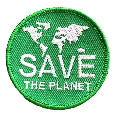 Smartbadge Umweltfreundlicher grüner Aufnäher mit Aufschrift "Save the Planet", bestickt (A539) von Smartbadge