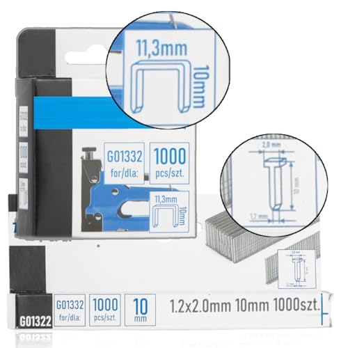 Tackernagel Tackerklammer Set Typ 53 Typ 47 je 1000 10mm Länge 11,3 x 10 mm von SmartyFix