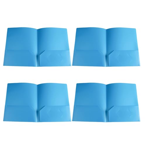 Smbcgdm 16-hole Punched Paper Folder Children Plastic Folders Set 4pcs 2 Page File Heavy Duty Double-pocket with Fasteners Student Racks Organizer Office Blue 4pcs von Smbcgdm