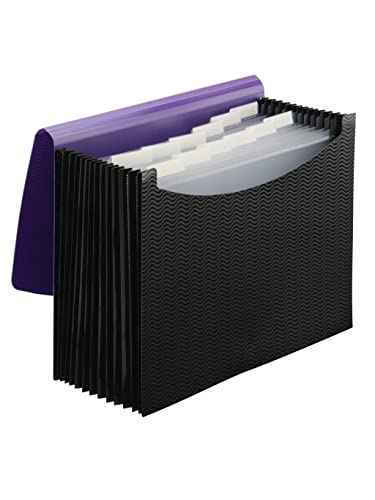 Smead Fächermappe 12 Taschen Gummizug Verschluss Briefgröße Wellenmuster Violett/Schwarz (70862) von Smead