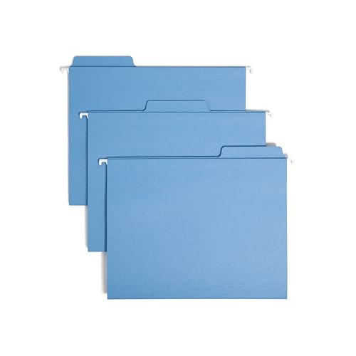 Smead FasTab 64099 Hängeregister, 1/3-Schnitt, integrierte Registerkarte, Briefgröße, Blau, 20 Stück pro Box von Smead