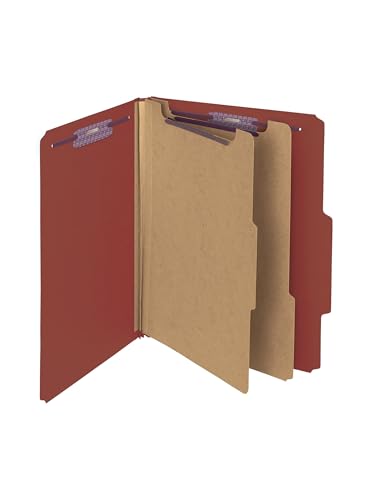 Smead Pressboard Klassifizierungsordner mit SafeSHIELD-Verschlüssen, 2 Trennblätter, 5,1 cm Erweiterung, Briefgröße, Rot, 10 pro Box (14073), 12.2 x 10.2 x 2 inches von Smead