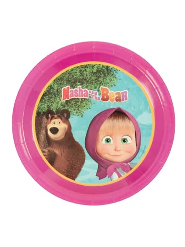 Smiffys Masha & the Bear Geschirr Party-Teller x8, 23cm von Smiffys