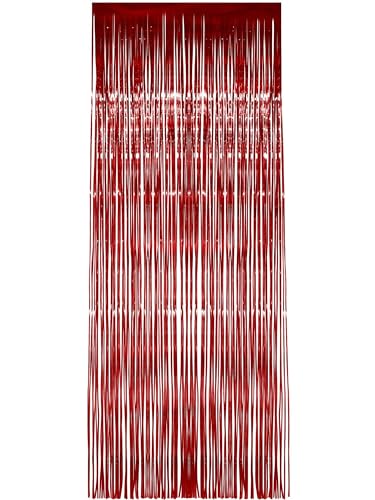 Smiffys Glitzervorhang, Rot, Metallic, 91cm x 244cm von Smiffys