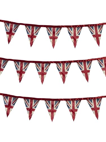 Smiffys Union Jack Stoffwimpel, Druck im Vintage-Stil, 3 Meter, Satin von Smiffys