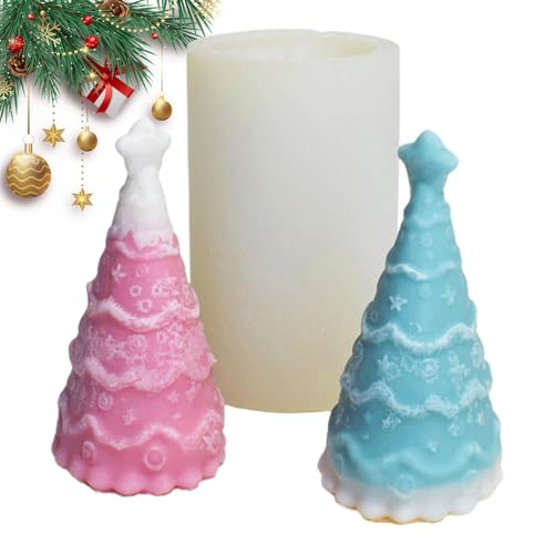 Smileshiney Baumförmige Silikonform, handgefertigte Weihnachtskerzen-Form – Kerzenwachs-Form für Kerzen, Harz, Seife, Handwerk, Kuchen, Schokoladenherstellung von Smileshiney