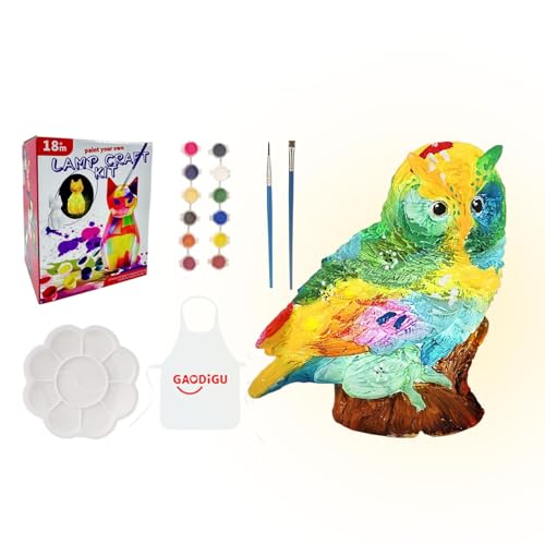 Smileshiney Bemalen Sie Ihr eigenes Eulen-Lampen-Set, Eulen-Kunsthandwerk-Malsets | Malen Sie Ihre eigene Lampe mit Pigment,Eulenlampen-Bastelset, Kunstprojekte für Kinder für Zuhause, Schule, von Smileshiney