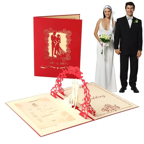 Smileshiney Hochzeits-Popup-Karte, Hochzeitseinladungskarten,3D-Pop-up-Hochzeitseinladung für Liebhaber | Verlobungskarten für Braut und Bräutigam, Hochzeitseinladung für Verliebte, von Smileshiney