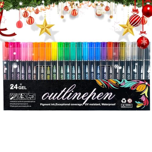 Smileshiney Shimmer Outline Pens - Graffiti Outline Marker Shimmer Doodle Pens - Kinder Schreibwaren Outlining Stifte für Basteln, Sammelalben, Fotoalben, Grußkarten von Smileshiney