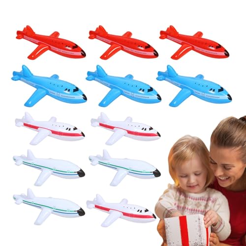 Smileshiney Spielzeugflugzeuge,Flugzeugspielzeug für Kinder - Aufblasbares Flugzeug | 12 Stück großes aufblasbares Flugzeug-Spielzeug für Kinderparty-Geburtstagsparty-Dekorationen von Smileshiney