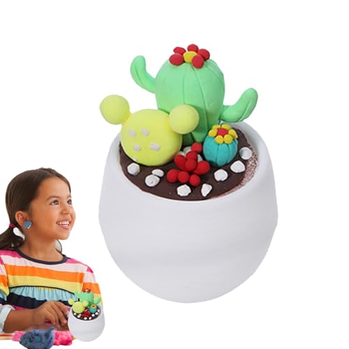 Smileshiney Ton-Set für Kinder, Modelliermasse-Set - Niedliche Blumentopf-Bastelarbeiten, sicher und harmlos,Lustiges Modelliermasse-Set steigert die Fantasie für Schulklassen von Smileshiney