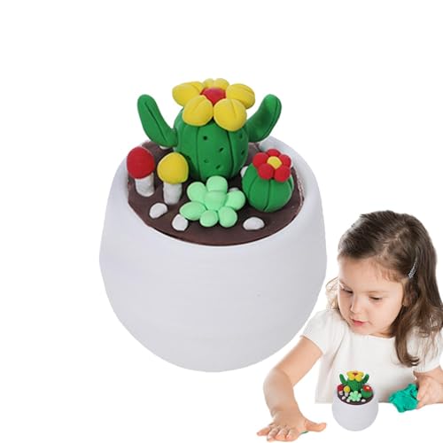 Smileshiney Ton-Set für Kinder, Modelliermasse für Kinder,Harmless Crafts Sichere, niedliche, gefälschte Topfpflanzen - Lustiges Modelliermasse-Set steigert die Fantasie für Schulklassen von Smileshiney