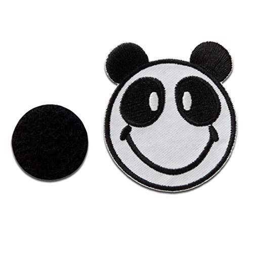 Smiley Smiley Panda Kopf Klett Tier - Aufnäher, Bügelbild, Aufbügler, Applikationen, Patches, Flicken, zum aufbügeln, Größe: 5,1 x 5,1 cm von Smiley