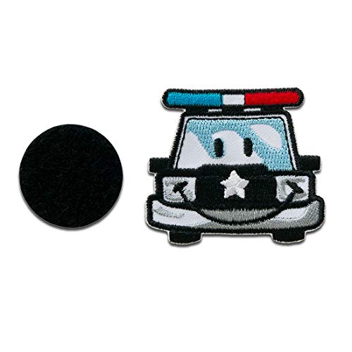 Smiley Smiley Polizeiauto Klett - Aufnäher, Bügelbild, Aufbügler, Applikationen, Patches, Flicken, zum aufbügeln, Größe: 4,3 x 5 cm von Smiley