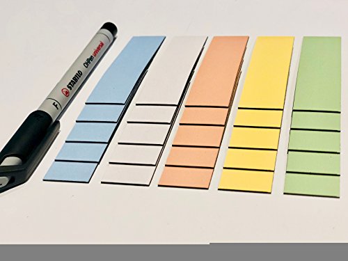 25 bunte beschreibbare Magnetstreifen 80 x 20mm inkl. Stift/beschreibbar/abwaschbar/wiederverwendbar von Smileyboard