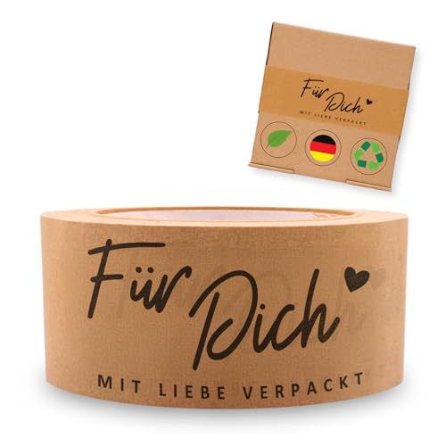 Smilivery Paketband mit Text - 50m x 50mm Klebeband, Umweltfreundliches Verpackungsband für Unternehmen, Kundenbindungs-Klebeband, Bedrucktes Paketklebeband, Hohe Klebekraft (Für Dich) von Smilivery