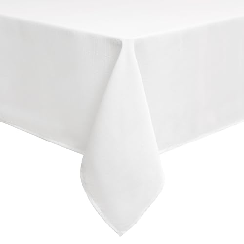 smiry Leinenoptik Tischdecke Abwaschbar Lotuseffekt Eckig 140 x 300 cm Tischtuch Leinendecke Wasserabweisend Tafeldecke Tischwäsche Fleckschutz, Weiß von smiry