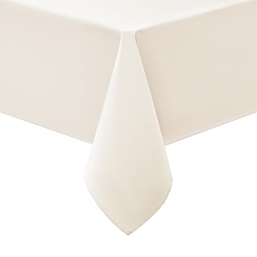 smiry Tischdecke Abwaschbar Rechteckig 140x140cm Tischtuch Polyester Wasserabweisend Lotuseffekt Tischwäsche Schmutzabweisend Abwischbare Tafeldecke für Party Küche, Beige von smiry