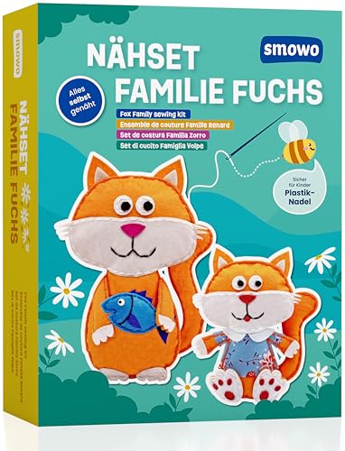 Smowo® Filz Nähset für Kinder - Stofftiere selber nähen - Bastelset inklusive Nähanleitung & Video - Für Mädchen und Jungen von Smowo