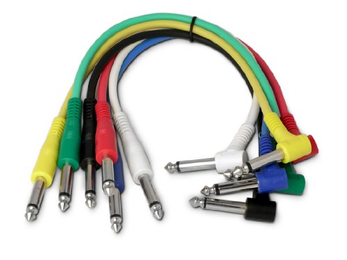 Snakebite-Patchkabel, professionell, 6 Stück. Mono, gerade auf rechtwinklig, Klinke auf Klinke. Geeignet für Gitarreneffektpedale und Steckfelder (Patchbays) 0.6 metre von Snake Bite