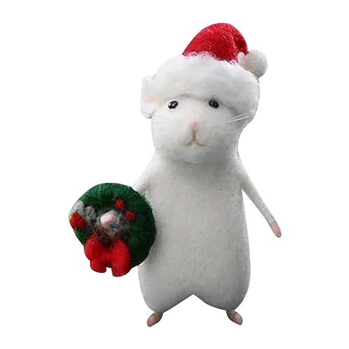 Filzmaus Halloween Ornament, Halloween mit Kürbis, Handgefertigte Nadelfilz-Maus, Filz Wolle Tiere Nadel Filz Weihnachtsmaus Dekorationen, Gefilzte Wolltiere Ornament für Zuhause (A, One Size) von Snakell