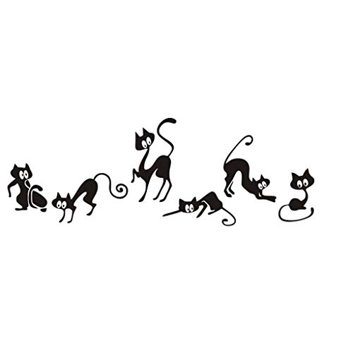 Wandsticker Punkte Glitzer -Wand-Fenster, Familienwandbild, Abnehmbarer Aufkleber, dekorative Katze, Tier, Heimdekoration Mobile Baby (Black, One Size) von Snakell