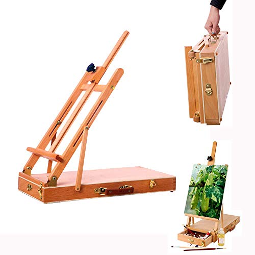 Tischstaffelei, Schreibtischstaffelei, Tischstaffelei, Premium-Künstlerstaffelei, Holztisch-/Schreibtisch-Skizzenkasten mit großem Stauraum, Tragegriff, verstellbares Mal, von SnamicE