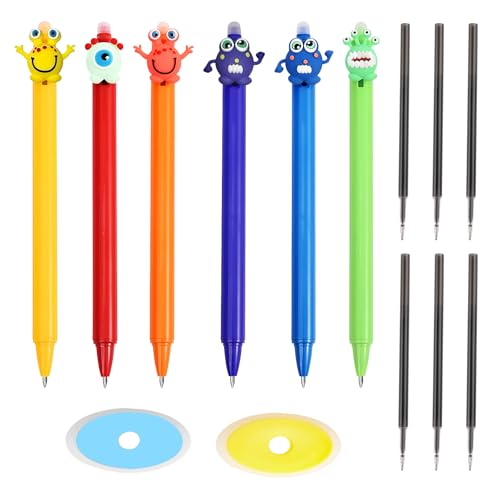 SneiDr 6 Stück Radierbarer Kugelschreiber Blau Radierstift Gelstifte Einziehbare Tintenroller Radierbar 0,5mm Spitze Kawaii Stiften mit Schwarzen Minen und Radiergummi für Kinder Studenten Geschenk von SneiDr